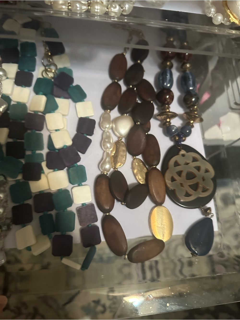 Brown Bead & Pendant Women's Necklace - Unbranded